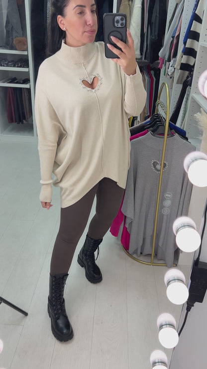 Taylen High Neck Heart Jumper