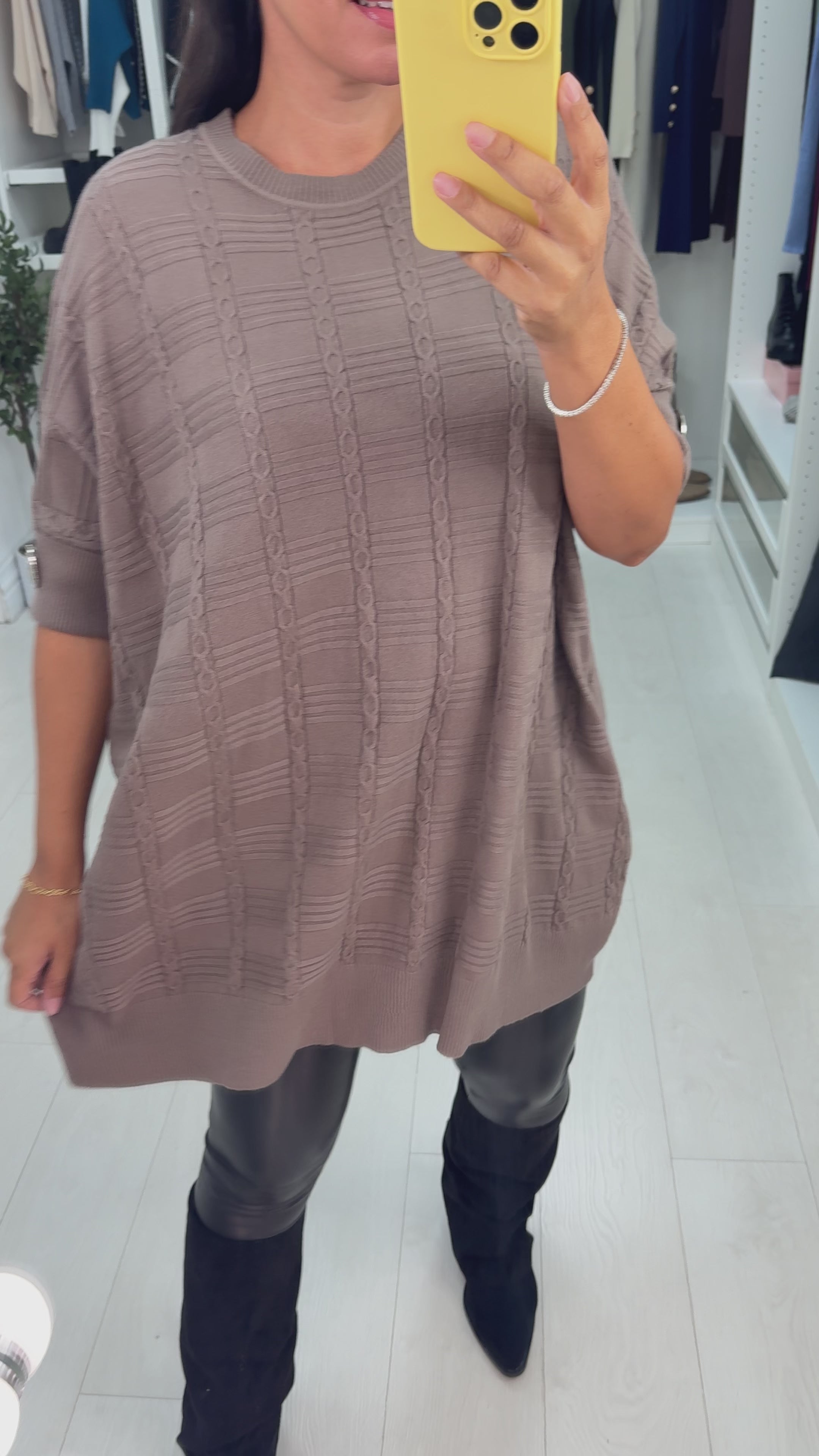 Load video: Christie Plain Textured Longline Loose Fit Jumper