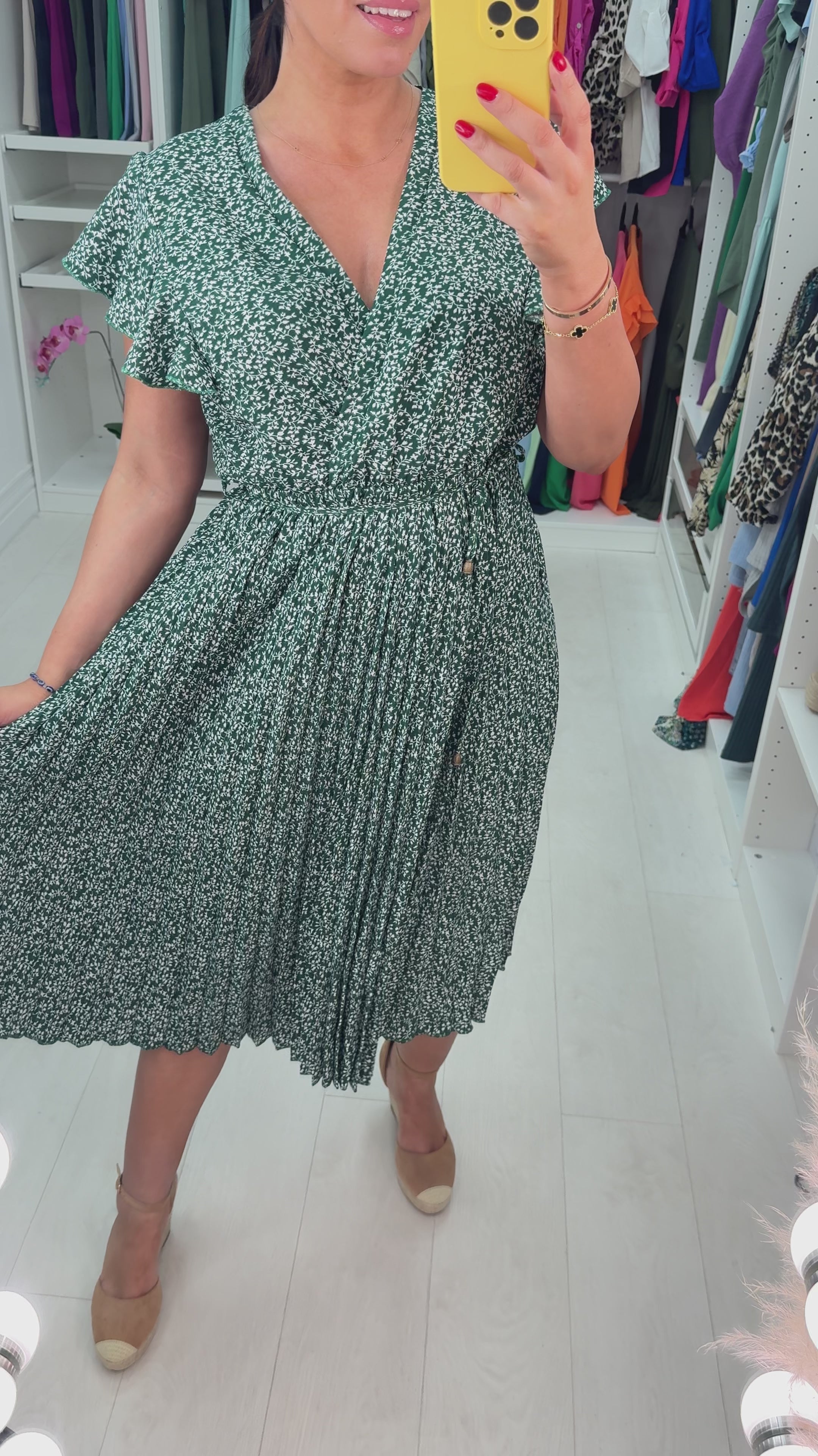 Trudy Wrap Effect Pleat Dress