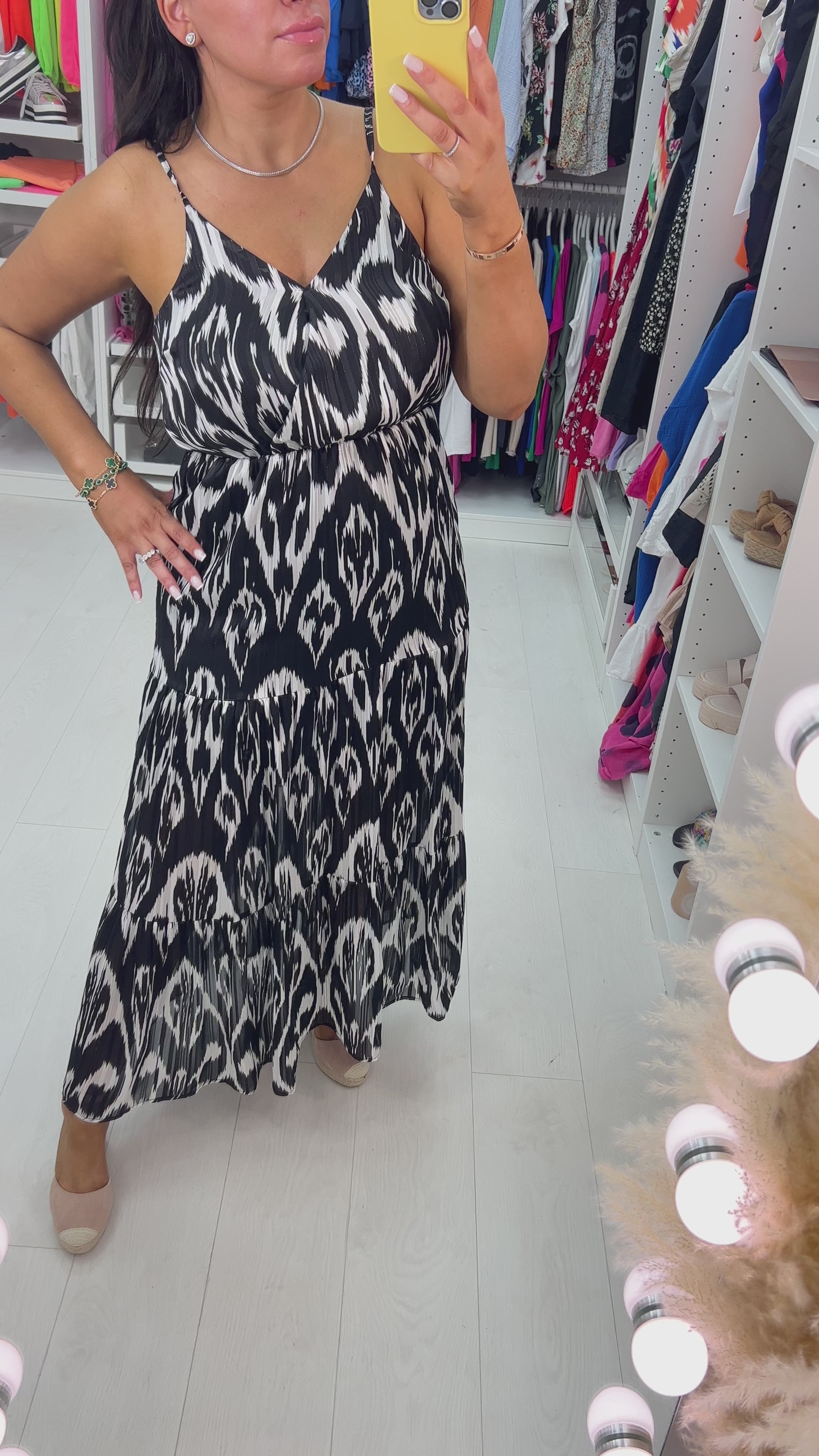 Load video: Louisa Monochrome Tiered Hem Maxi Dress