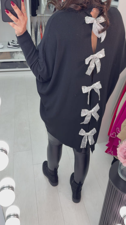 Myla Plain Sequin Bow Back Jumper