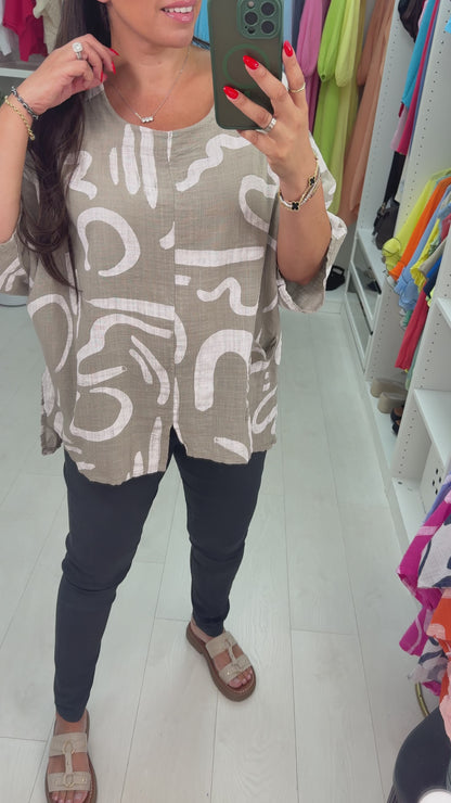 Kehlani Abstract Print Loose Fit Top