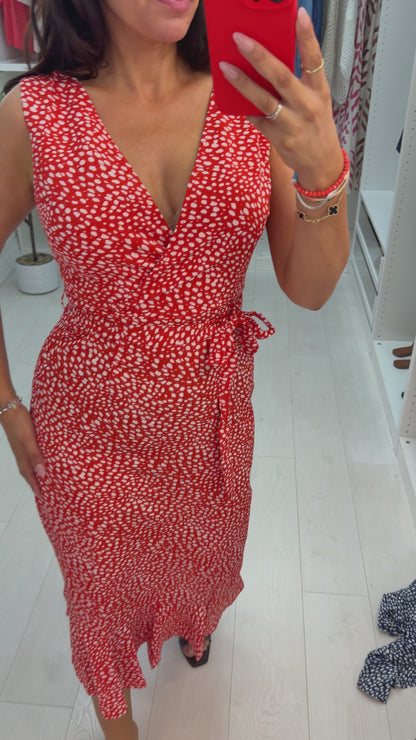 Karinna Deep V Neck Belted Dress