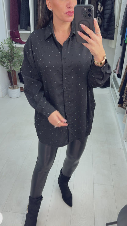 Audrey Diamante Embellished Loose Fit Shirt