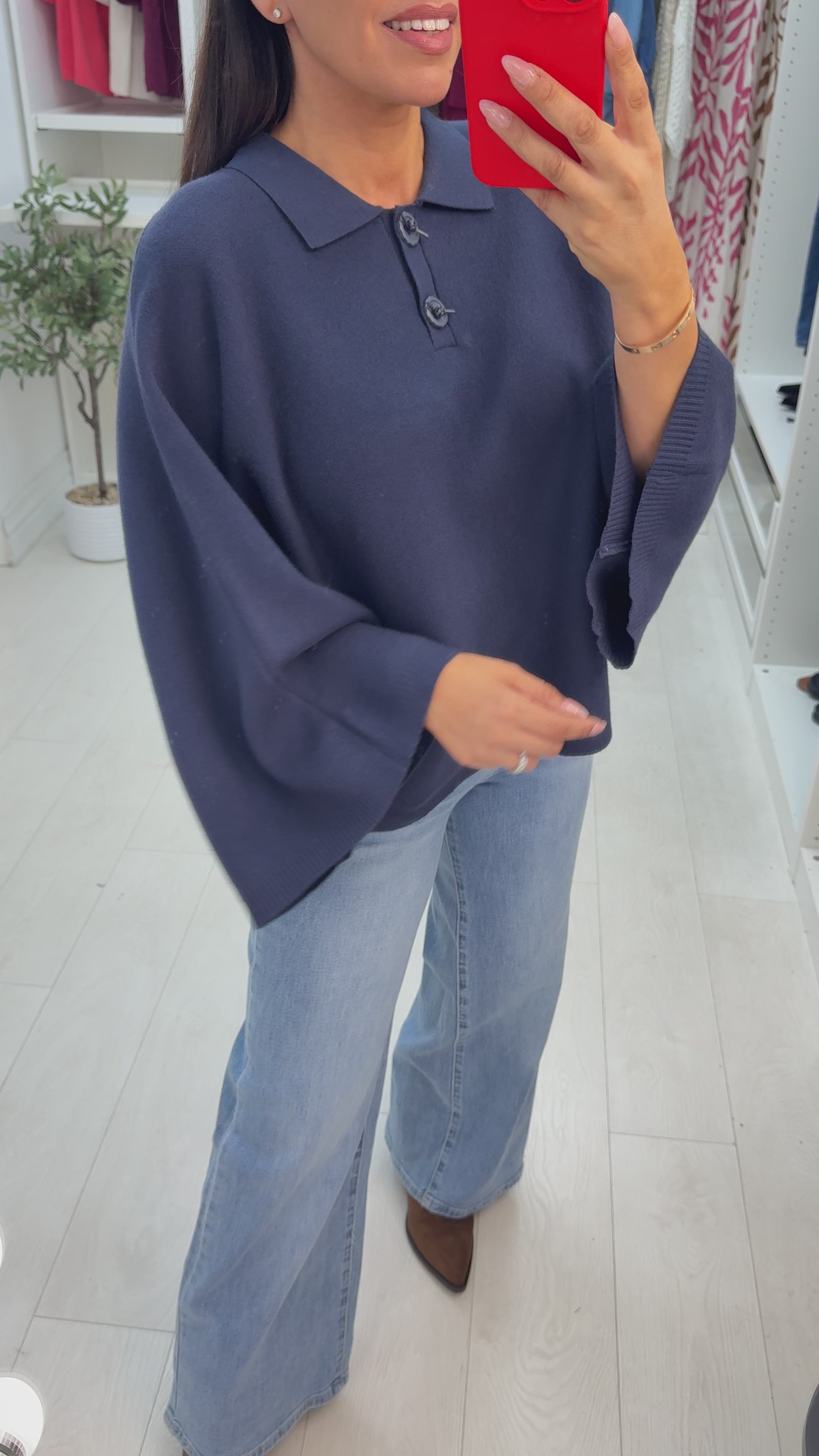 Hilarie Plain Collared Batwing Jumper