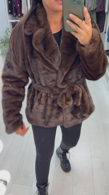 Paola Faux Fur Belted Jacket