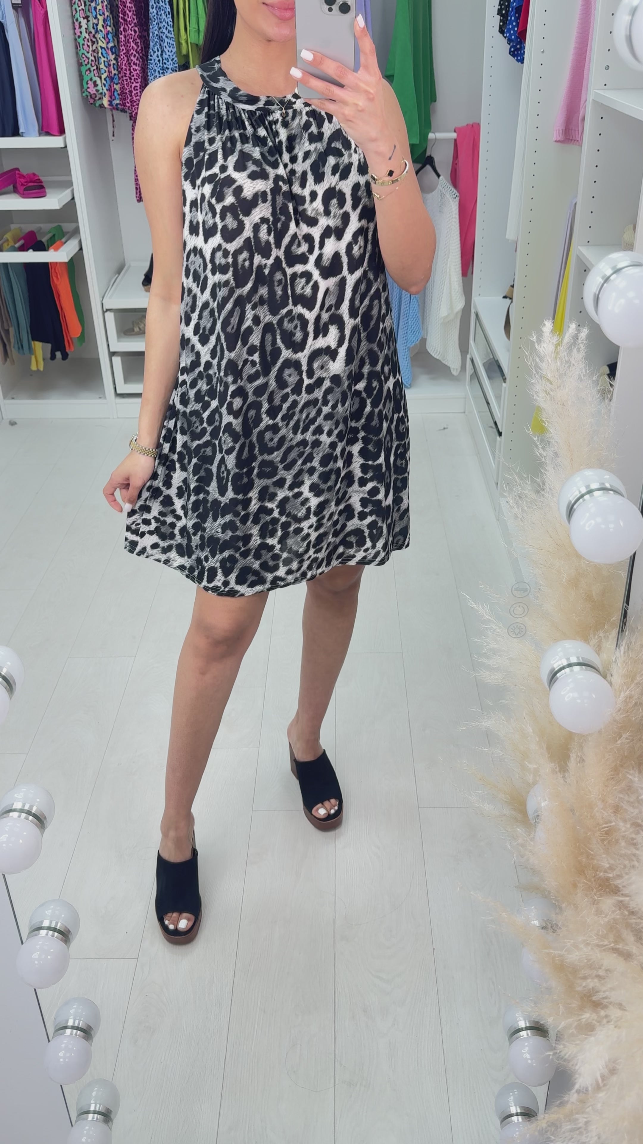 Jalen Leopard Print Halter Neck Dress