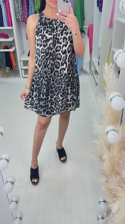 Jalen Leopard Print Halter Neck Dress