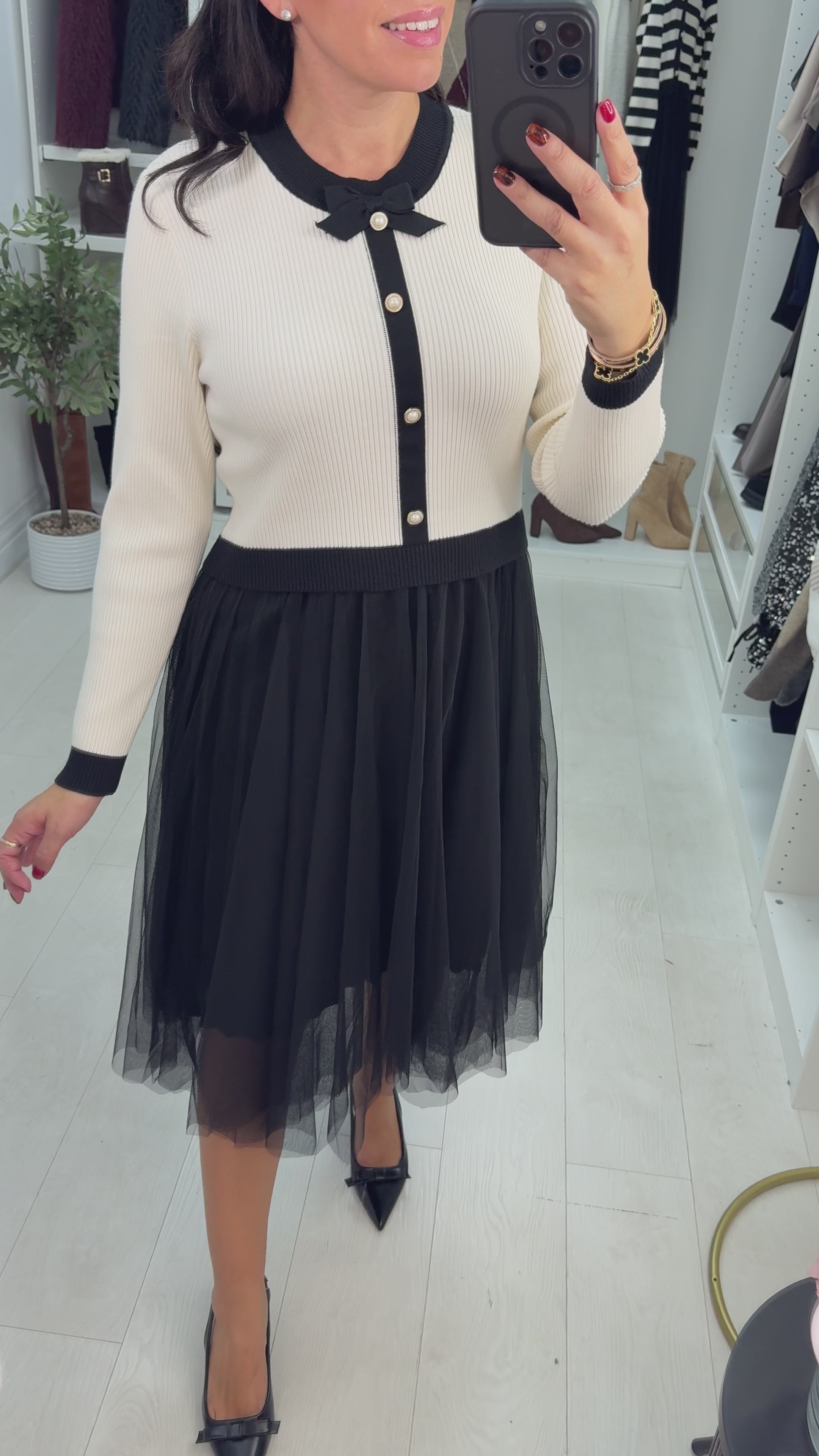 Load video: Haisley Mesh Skirt Knit Dress