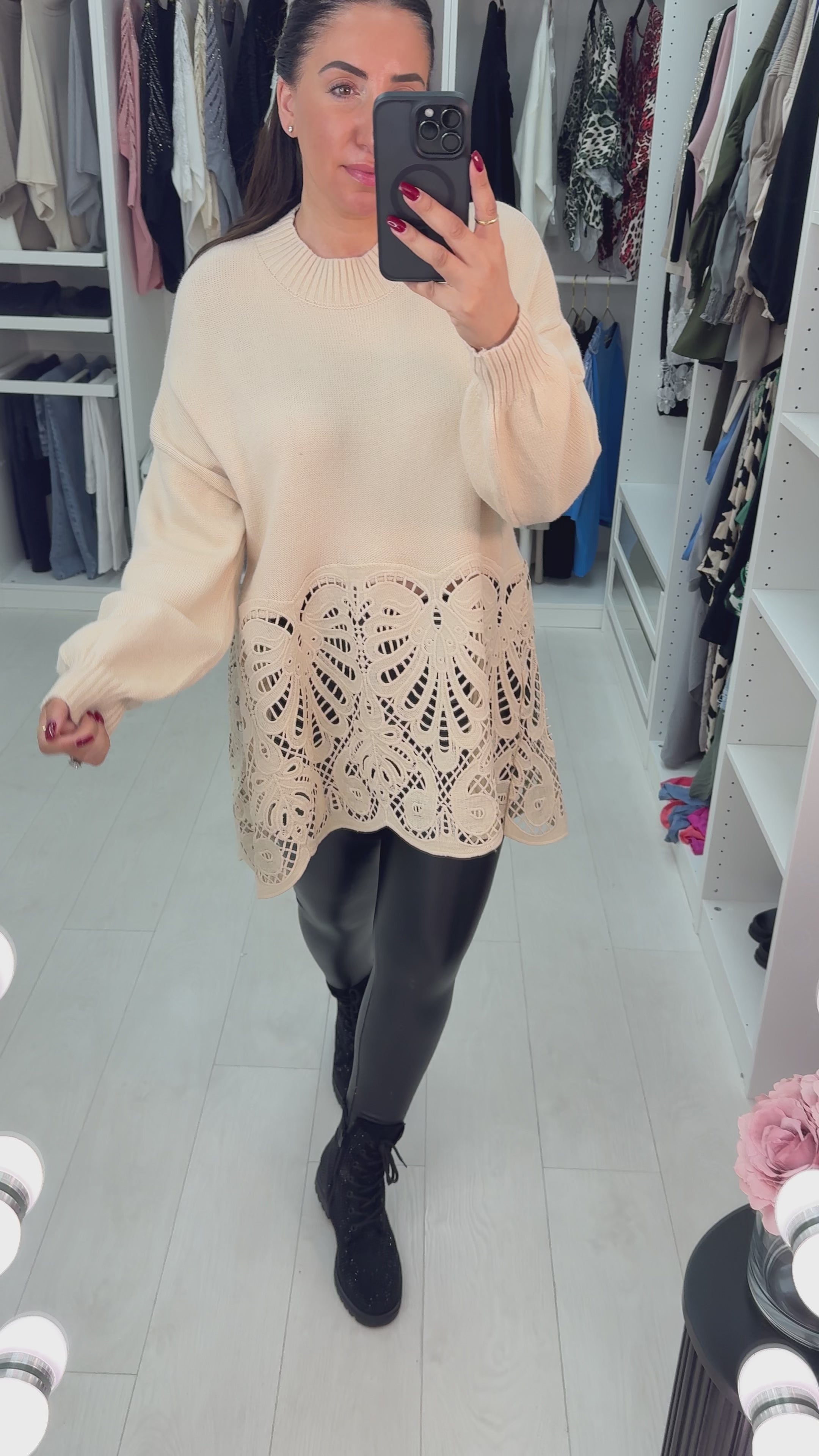 Load video: Tasha Crochet Detail Jumper