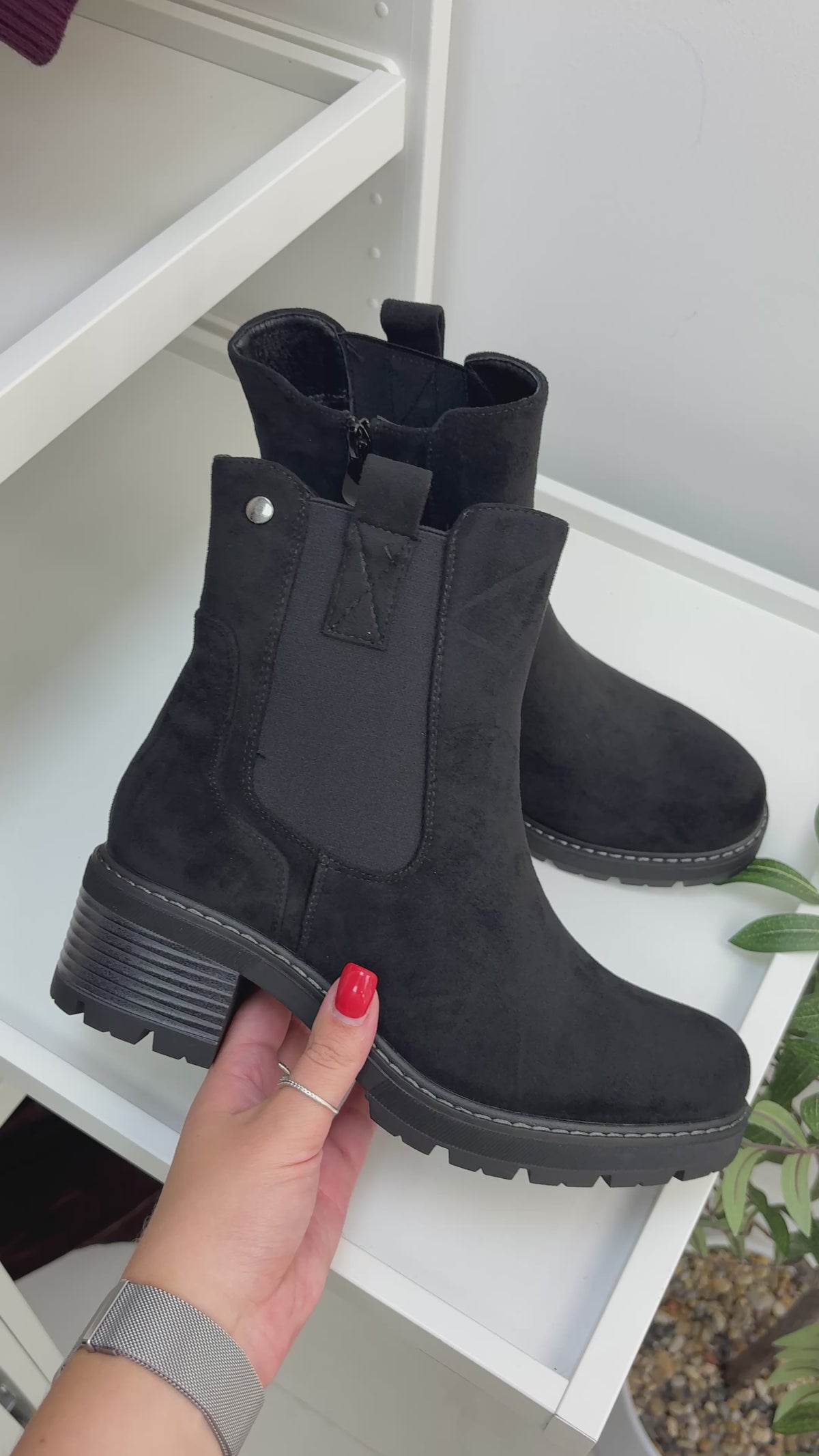 Betty Faux Suede Chunky Heeled Boots
