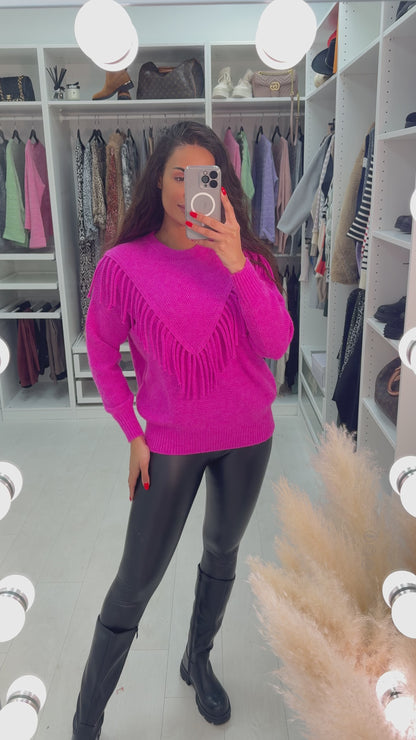 Dallis Crepe Effect Fringe Jumper
