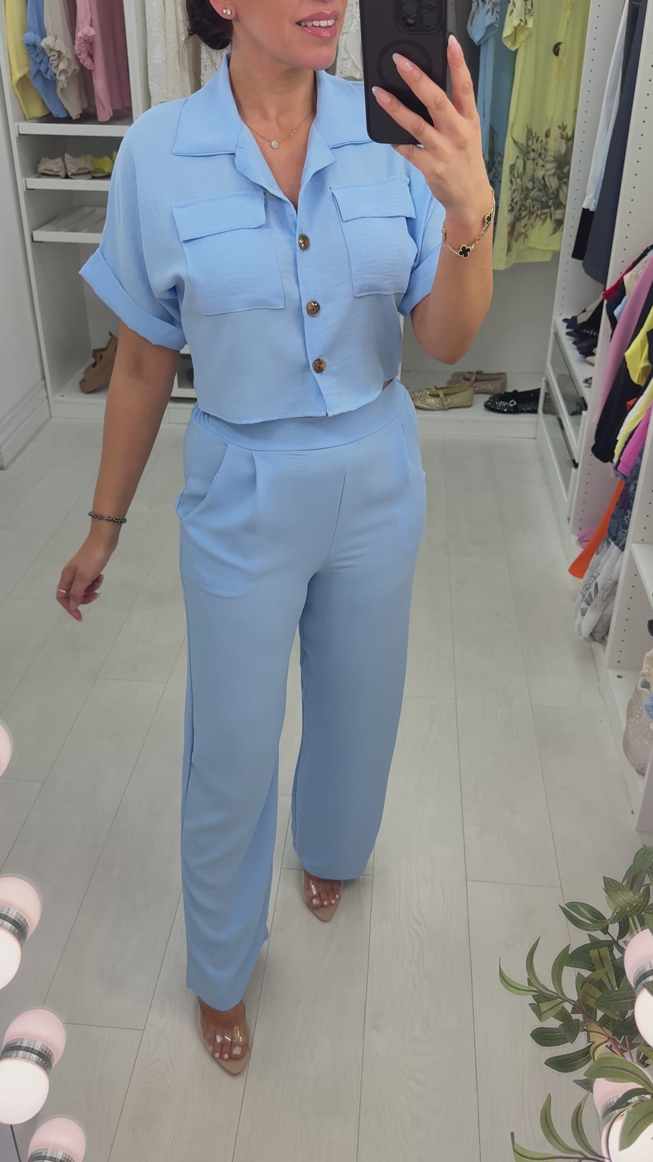 Shanice Plain Cropped Shirt Co-ord Set