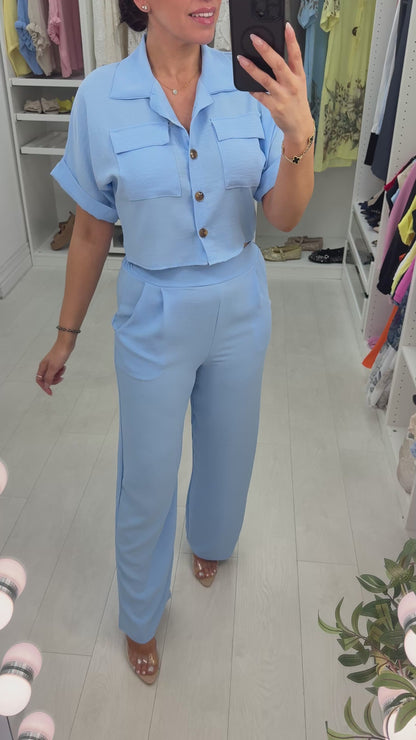 Shanice Plain Cropped Shirt Co-ord Set