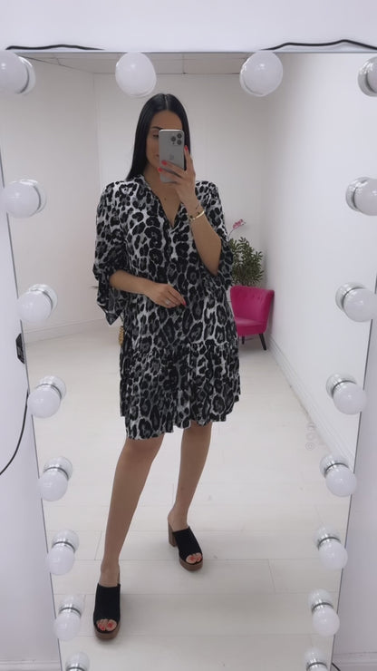 Norra Cheetah Print Smock Dress
