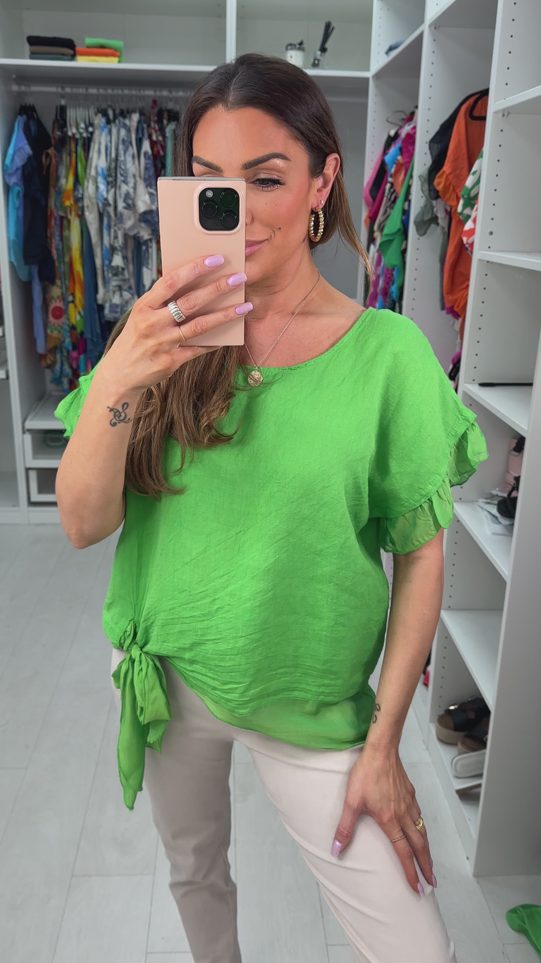 Keira Plain Tie Detail Linen Top