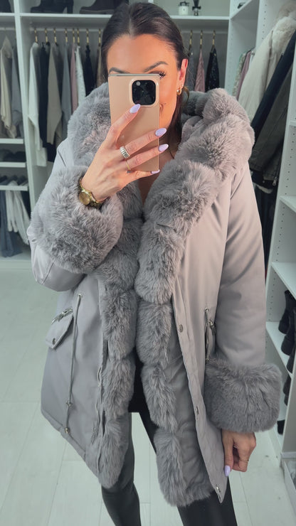 Amaya Faux Fur Hooded Toggle Coat