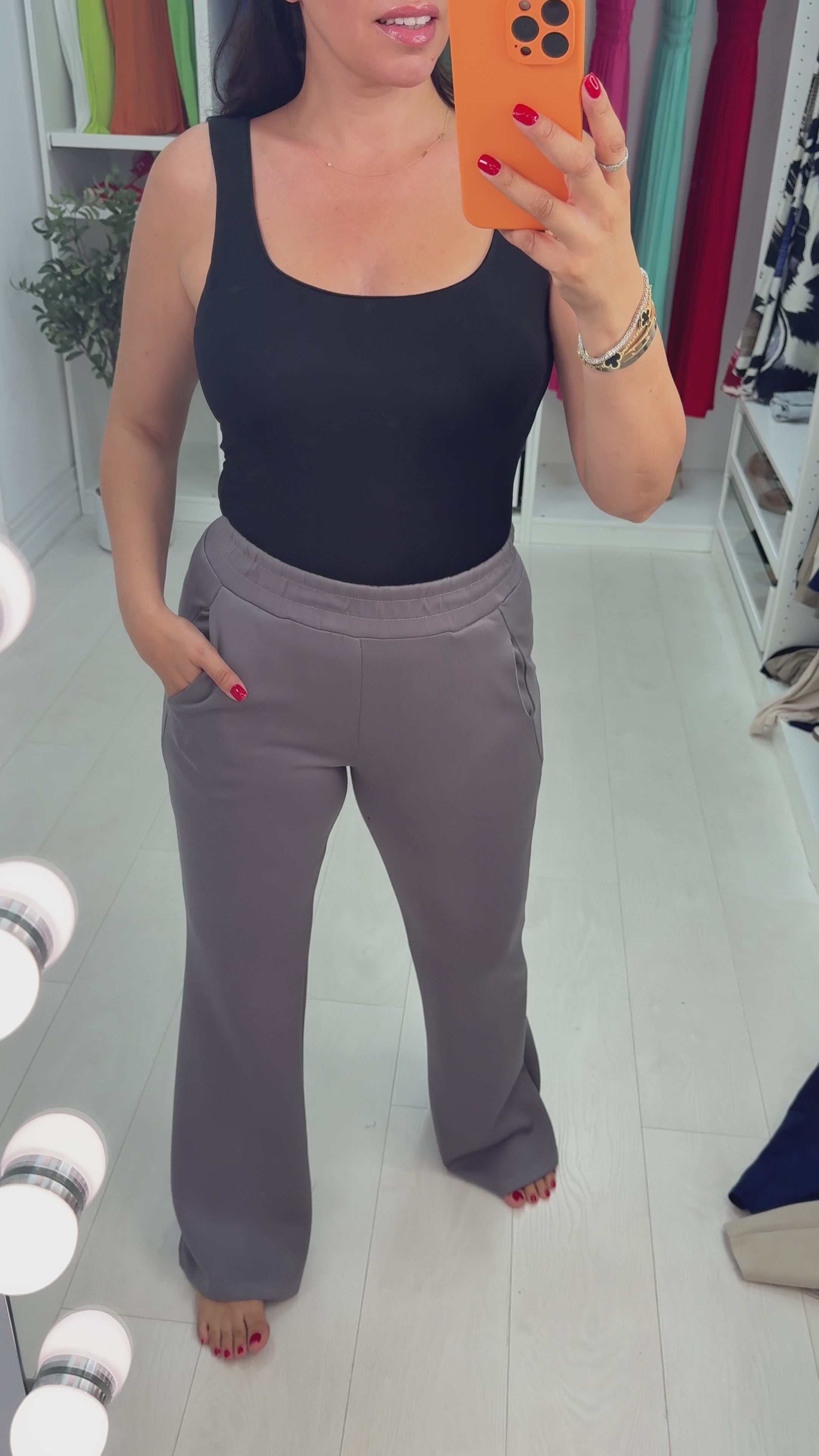 Load video: Suri Plain Super Soft Wide Leg Trousers