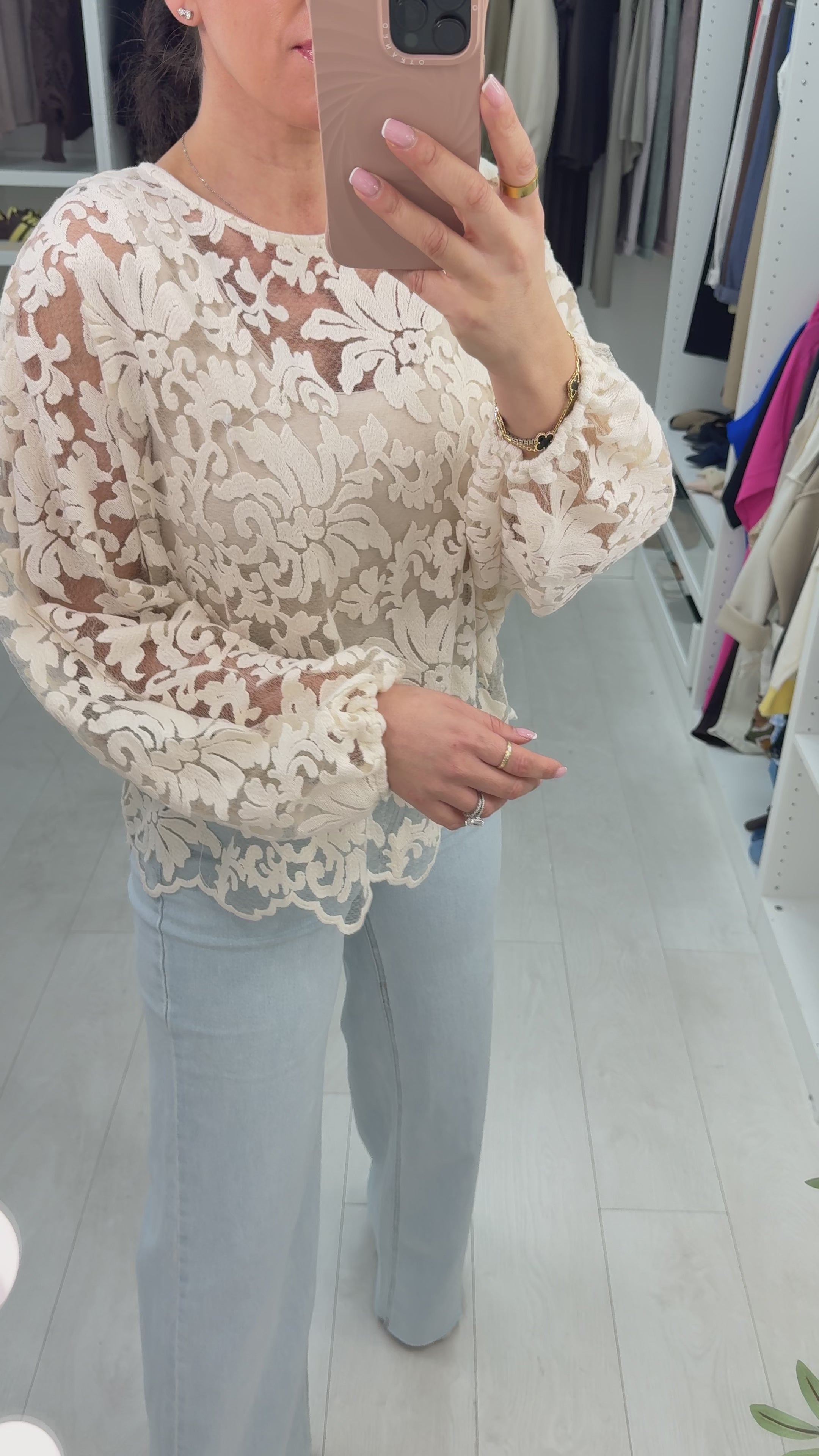 Shoana Mesh Batwing Sleeve Top