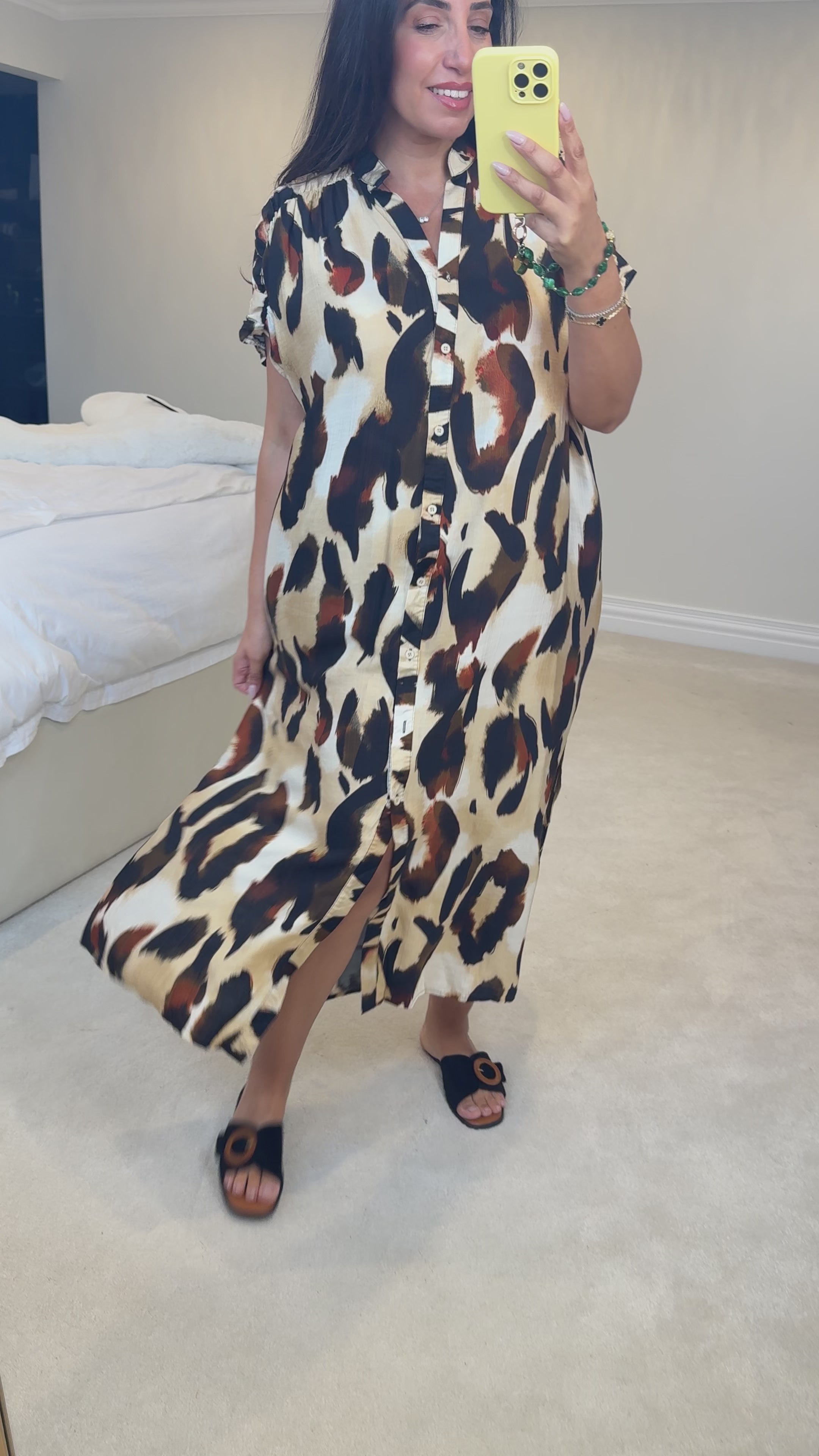 Meagan Cheetah Pattern Loose Fit Maxi Dress