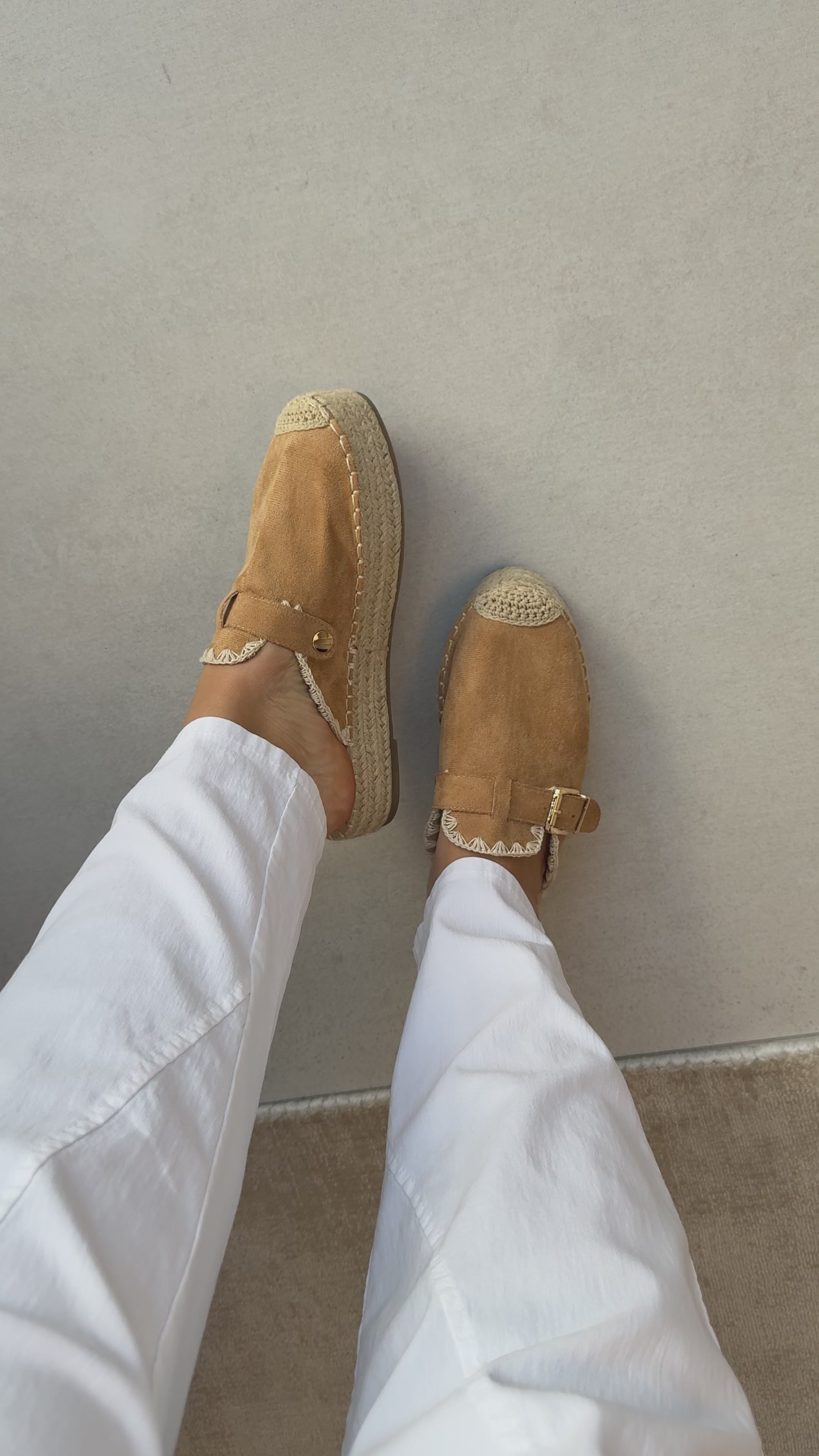 Load video: Harper Stitched Hem Detailed Slip-On Espadrilles