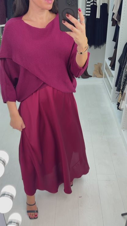 Kaiya Knit & Satin Maxi Dress