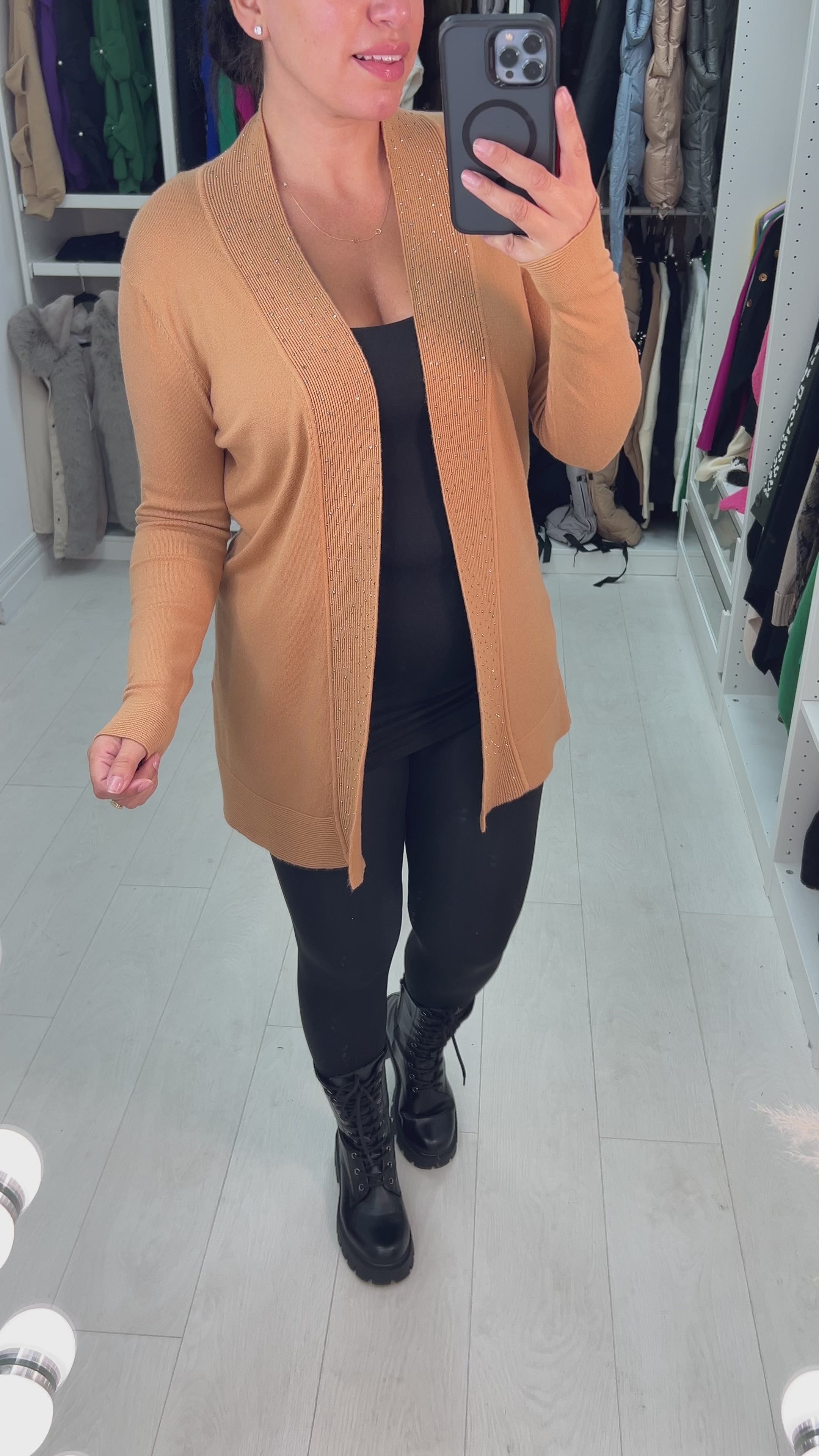 Mally Diamante Drape Front Cardigan