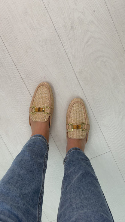 LeeLee Chain Loafer Leather Mules