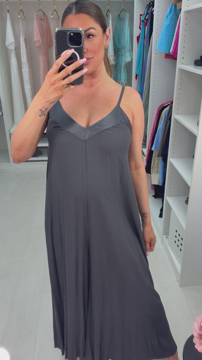 Melis Satin Edge Wide Leg Jumpsuit