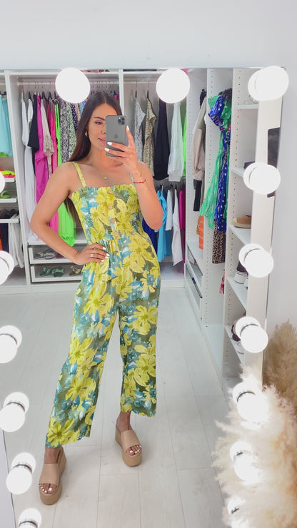 Izem Vibrant Floral Print Wide Leg Jumpsuit