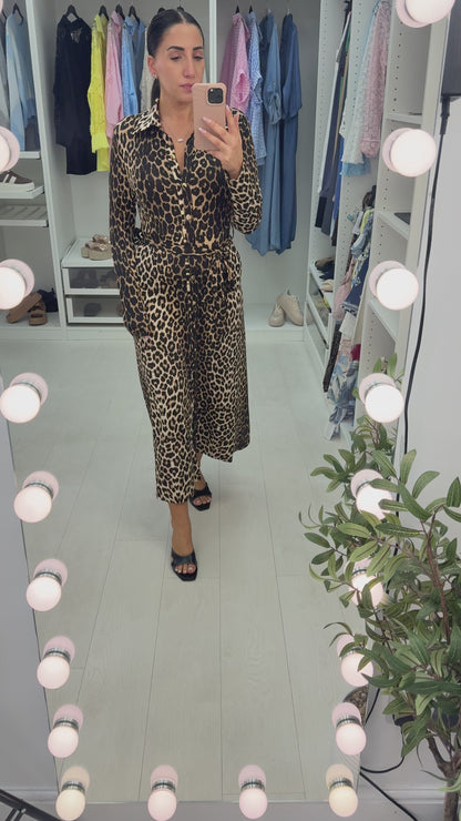Jacinta Leopard Print Belted Magic Dress