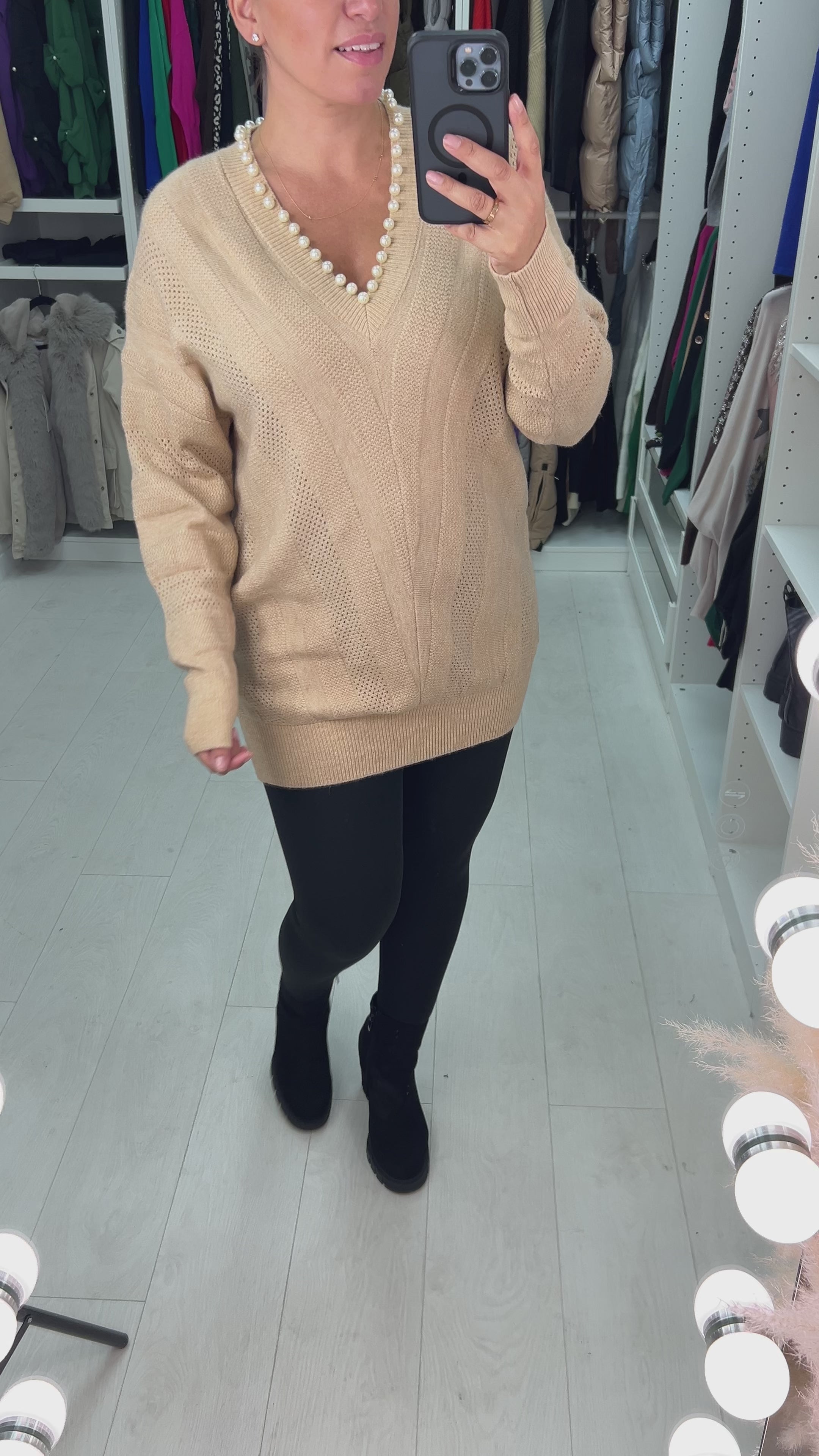 Gasira Pearl V-Neck Knitted Jumper