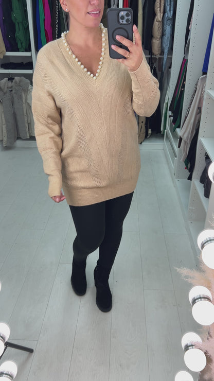 Gasira Pearl V-Neck Knitted Jumper