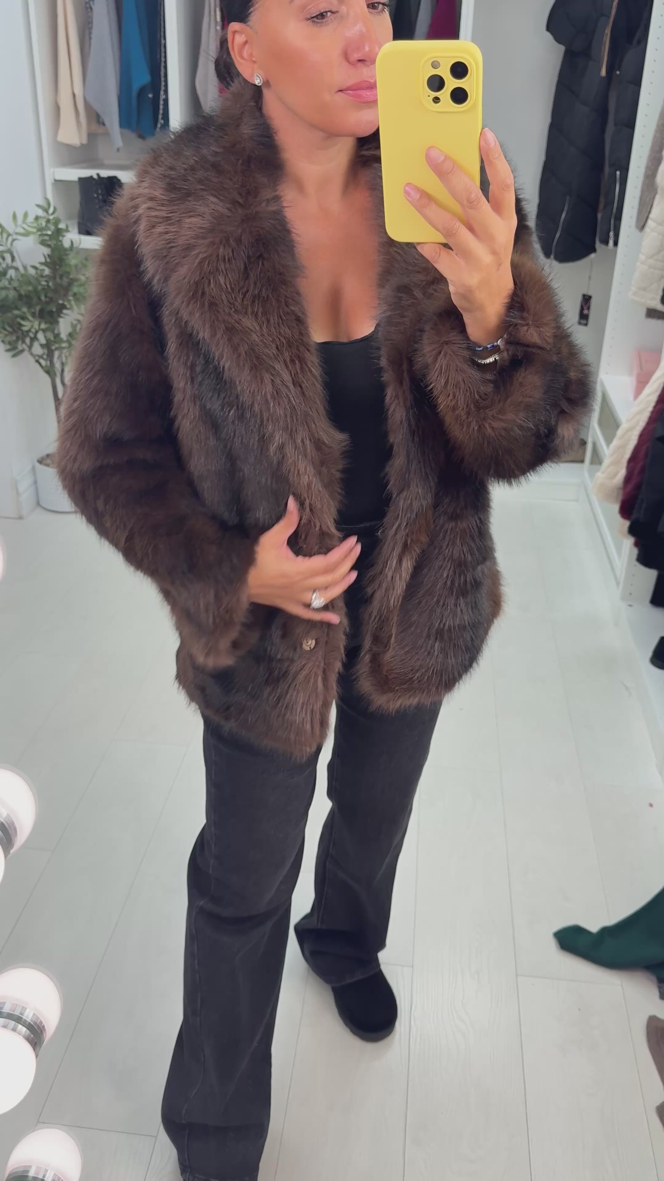 Load video: Demla Oversized Faux Fur Jacket