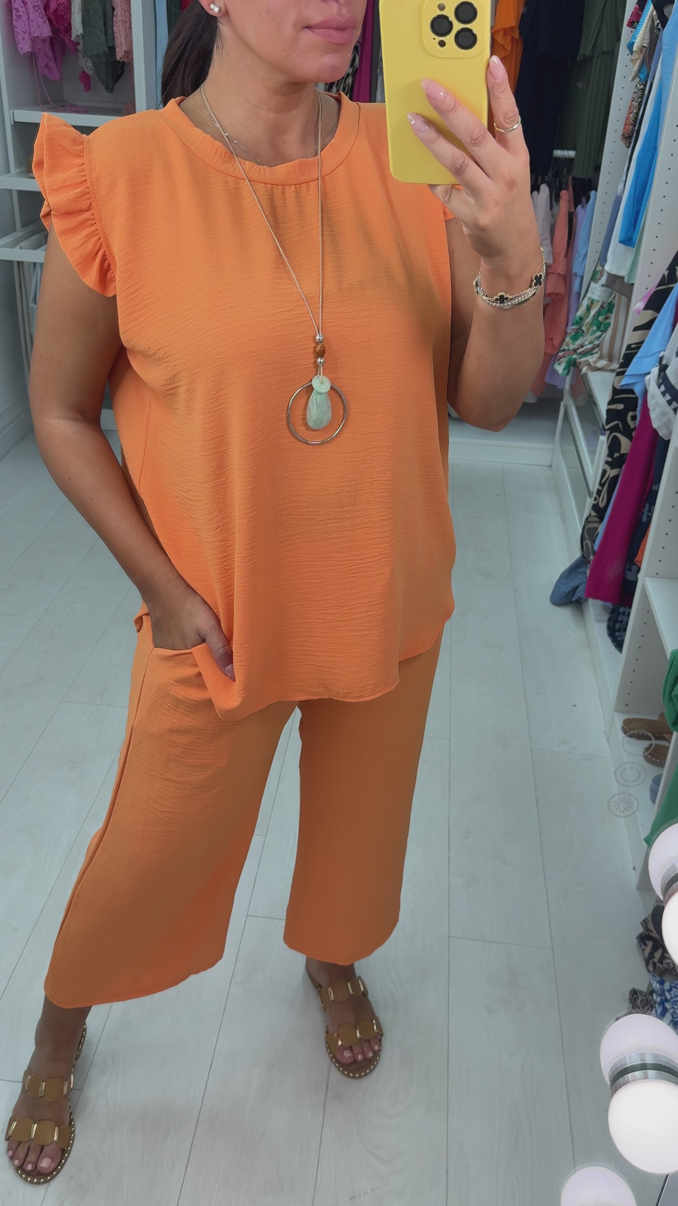 Fidelia Frill Detail Crepe Culotte Co-Ord Set