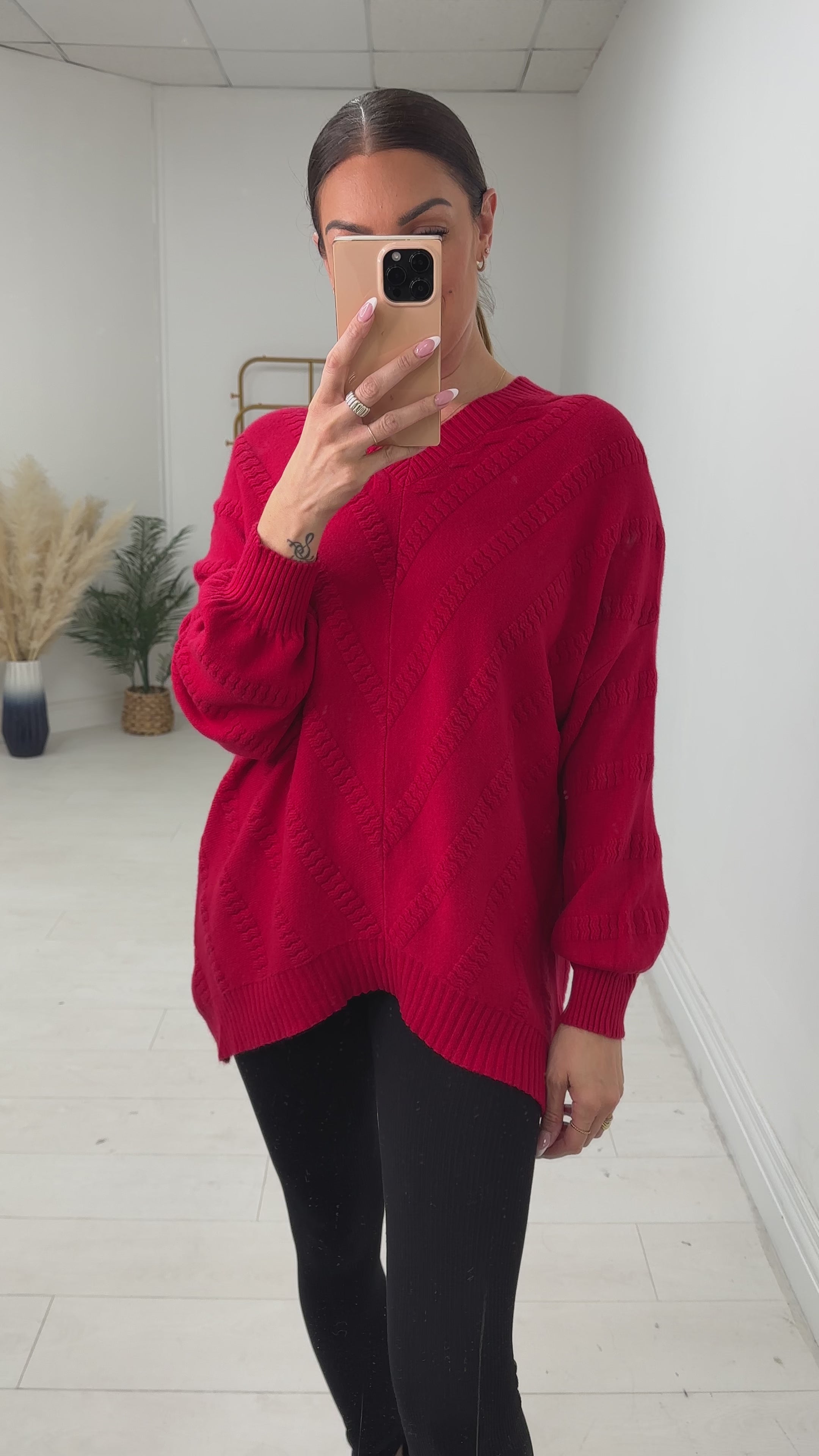 Jayney Asymmetric Detail V Neck Knit Jumper
