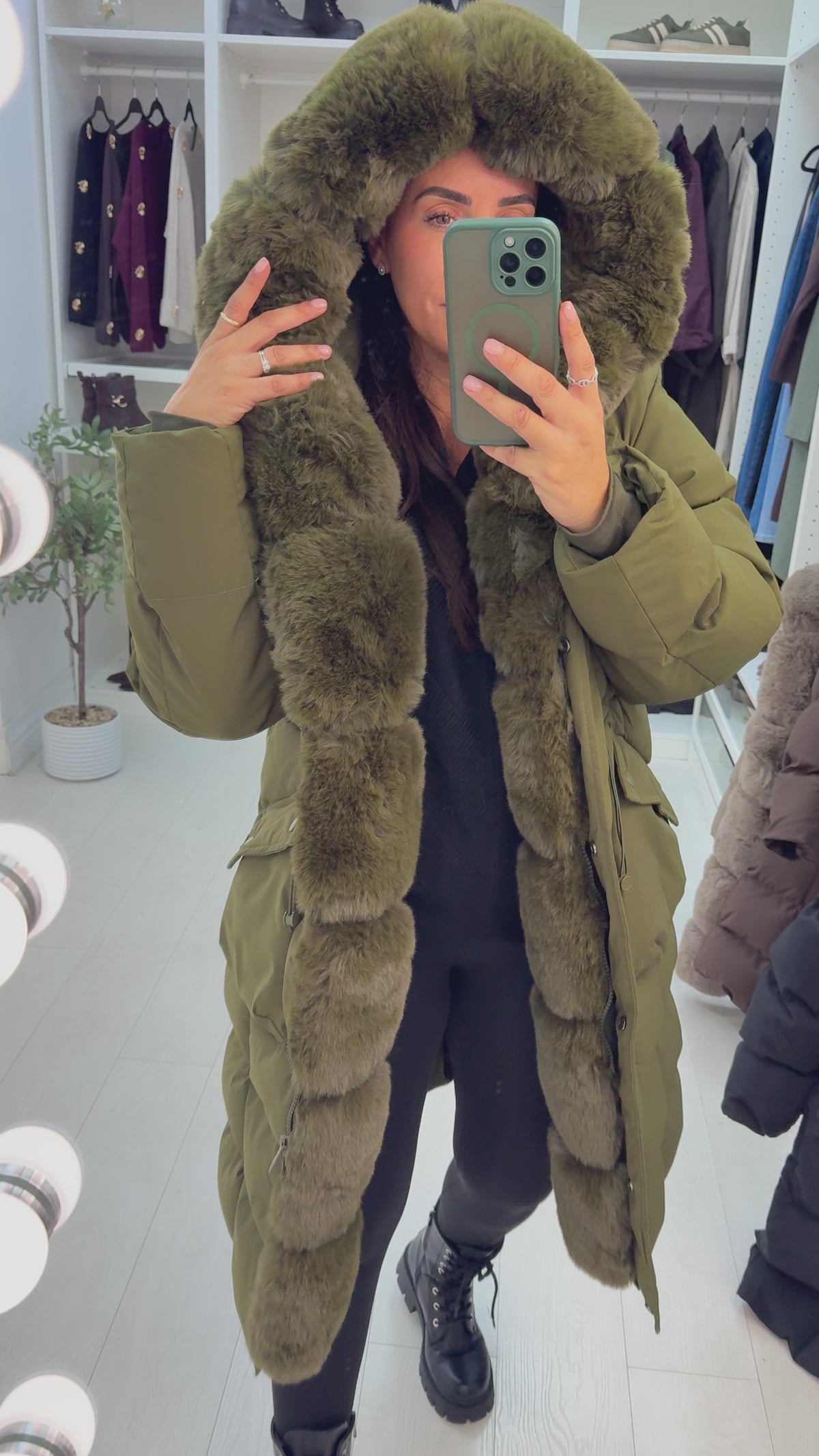 Zenaya Faux Fur Hooded Longline Coat
