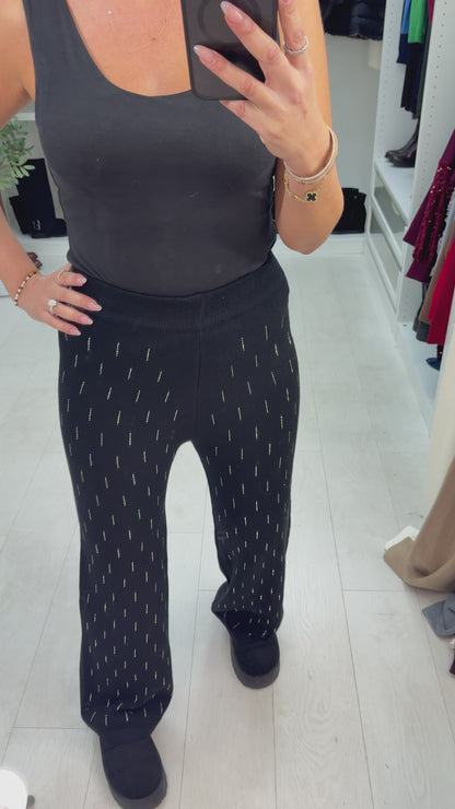 Hesper Diamante Detail Knitted Straight Leg Trousers