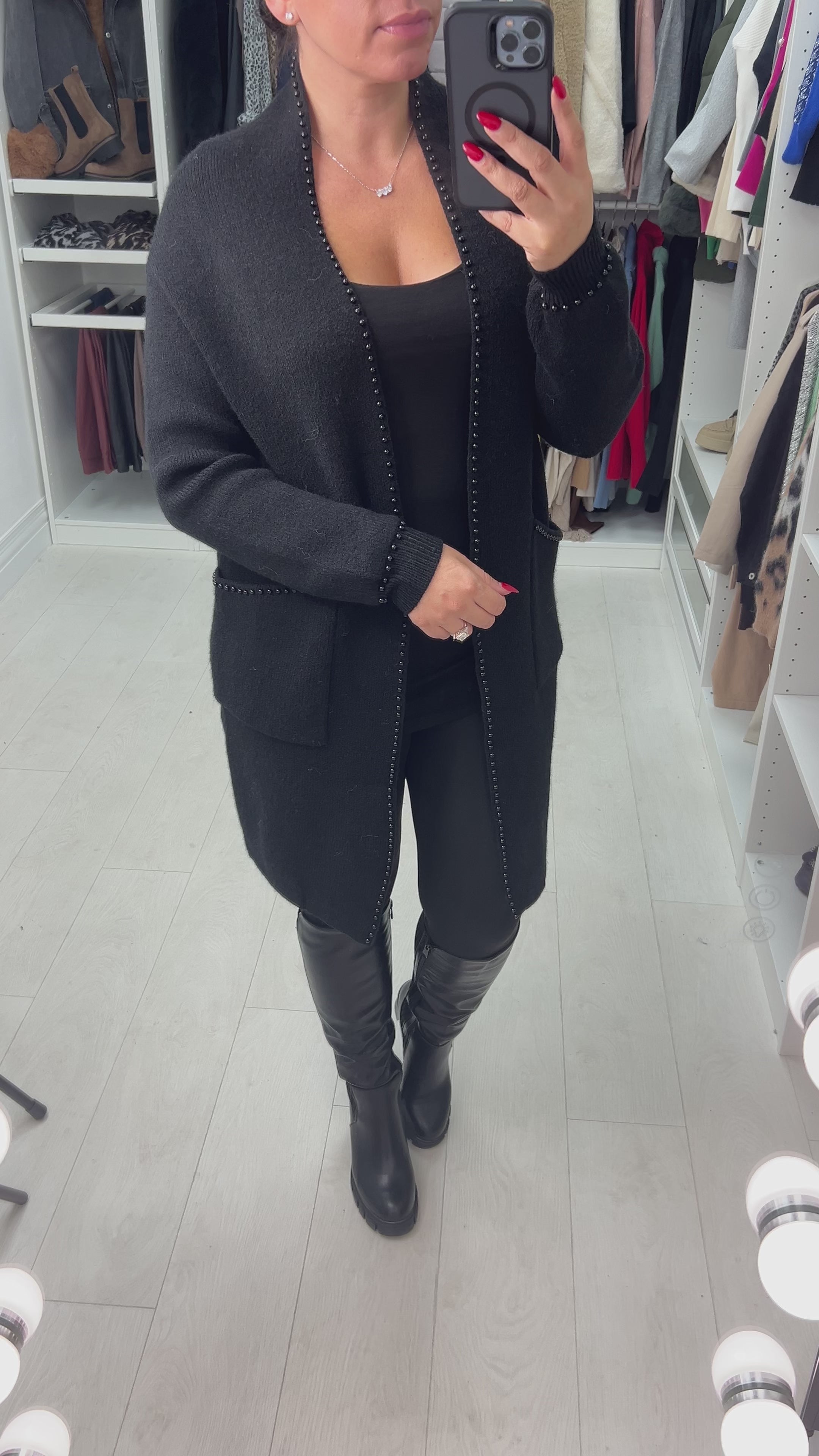 Abena Pearl Trim Cardigan