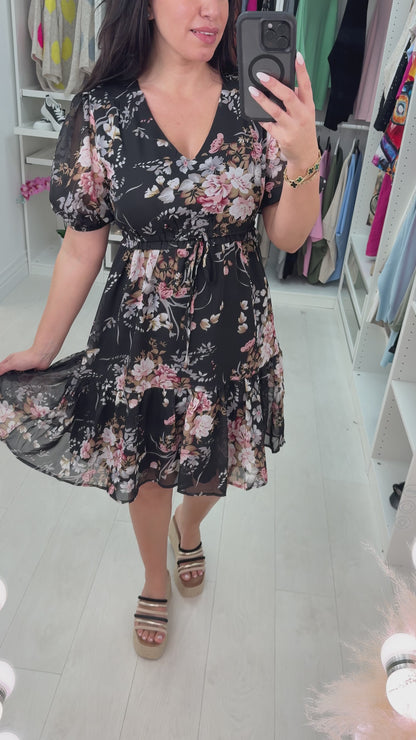 Cataleya Flower Print Smock Dress