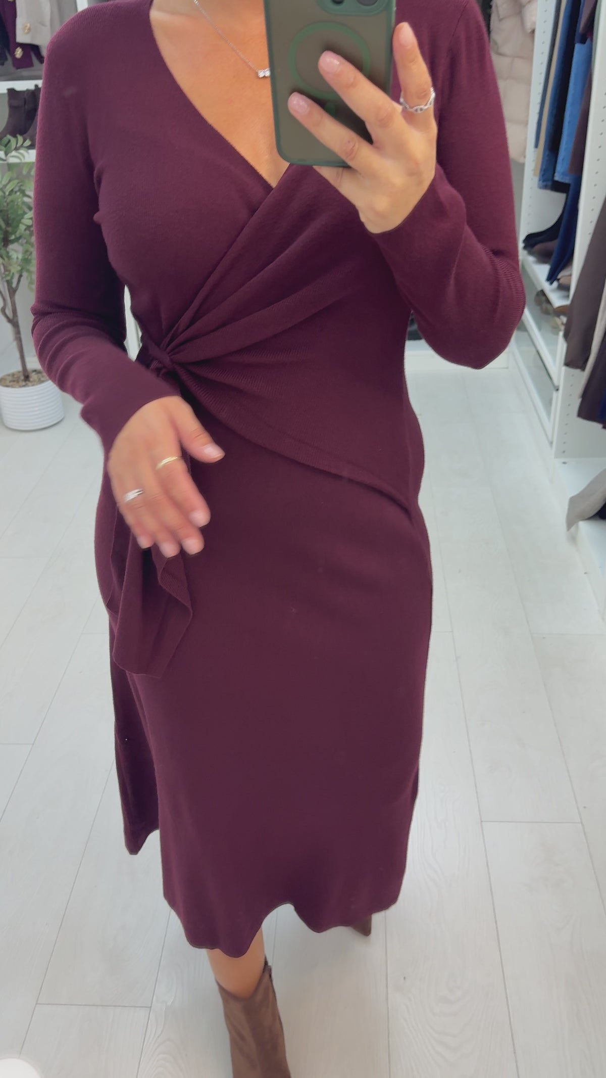 Alisa Plain V Neck Wrap Over Jumper Dress