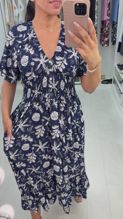 Cleonie Floral Print V Neck Magic Maxi Dress