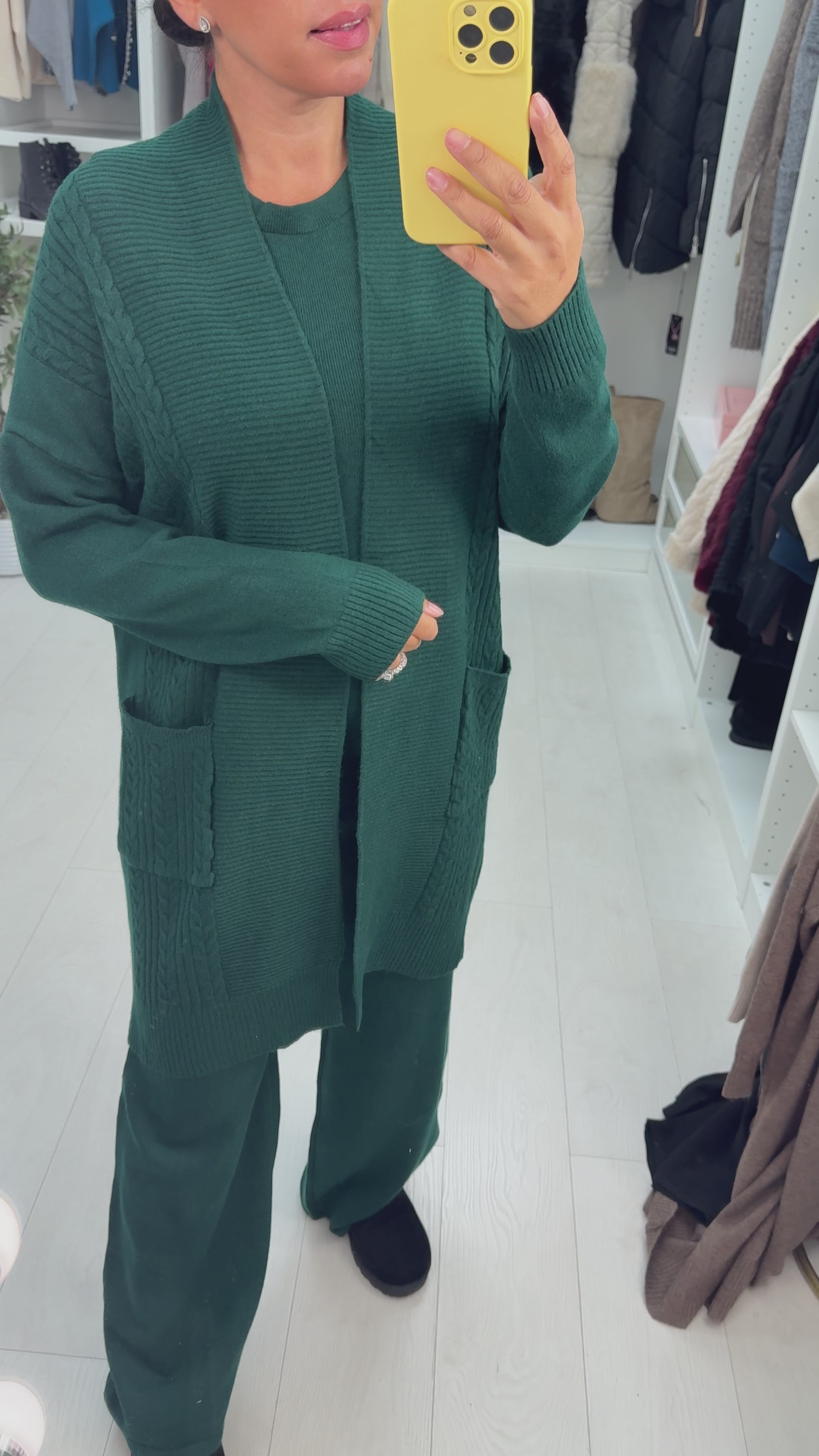 Candece Plain Cable Knit 3 Piece Loungewear Set