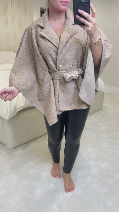 Jaime Teddy Gold Detail Poncho Jacket