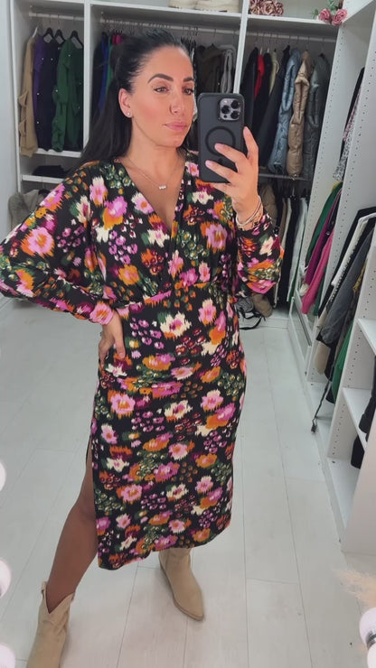 Petunia Abstract Floral Print Maxi Dress