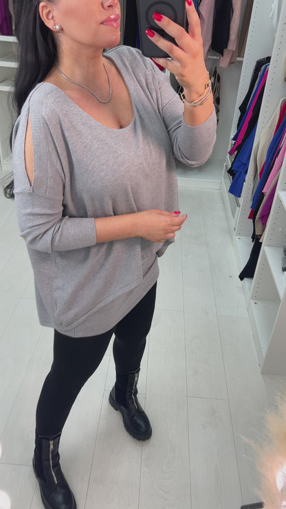 Candace Cold Shoulder Double Layered Jumper