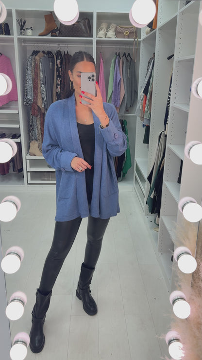 Iesha Rib Knit Button Detail Cardigan