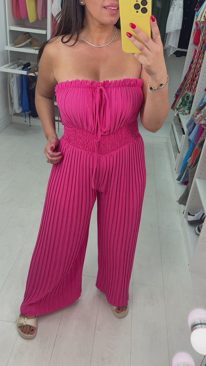 Cecily Elasticated Pleated Plain Jumpsuit