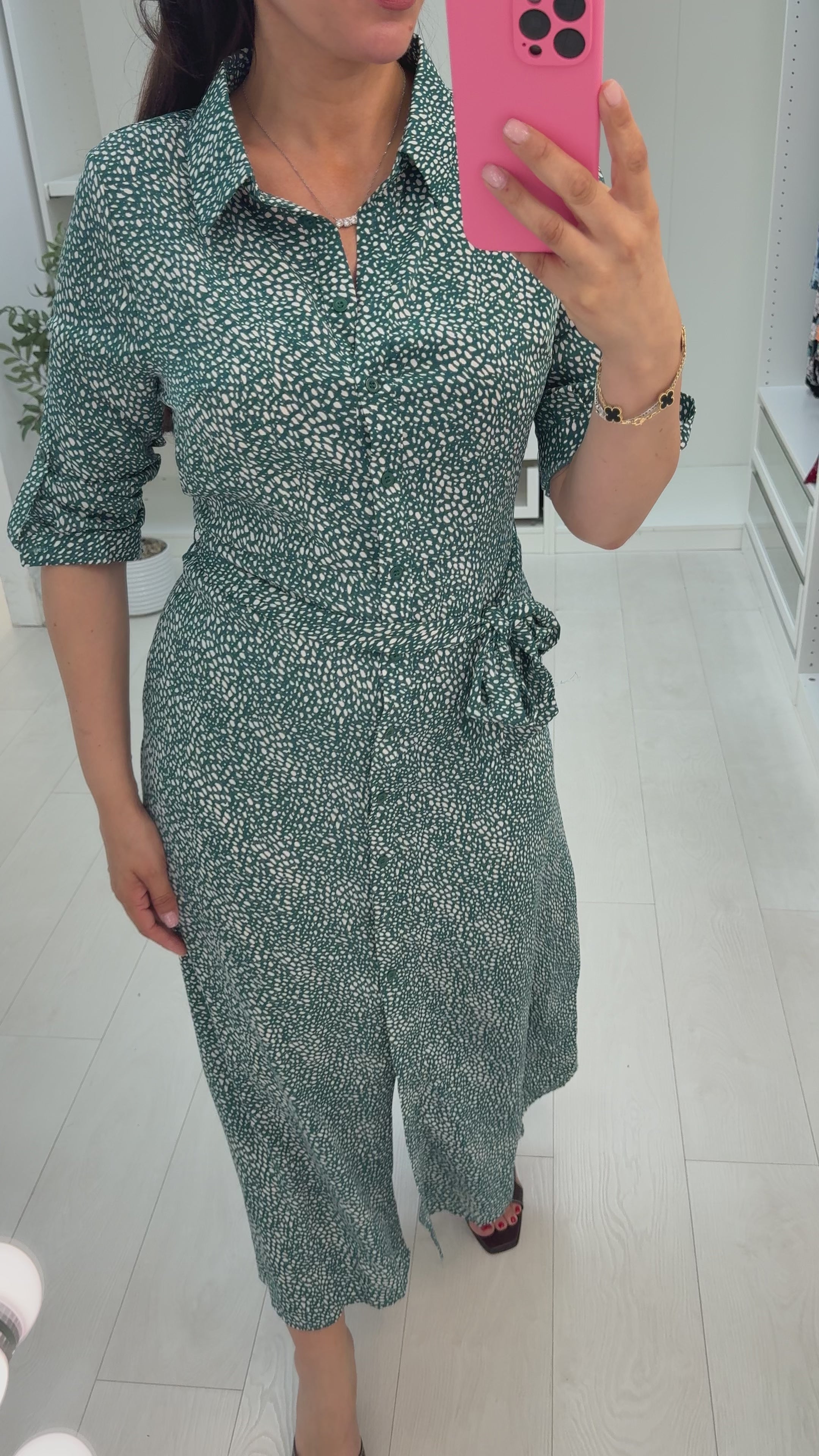 Izara Abstract Print Maxi Shirt Dress