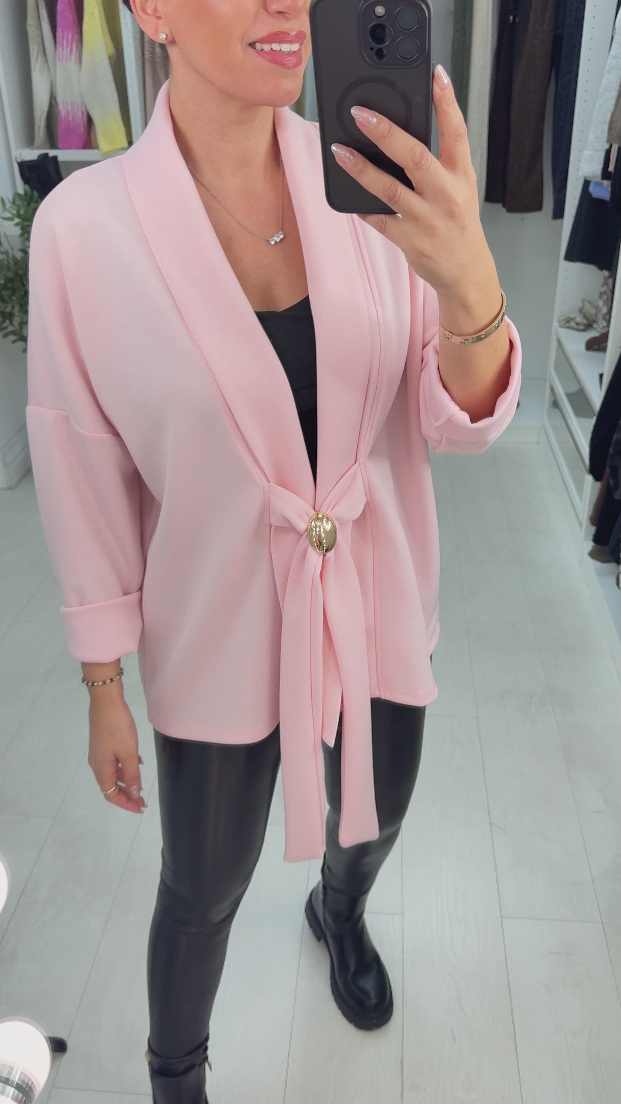 Load video: Vera Plain Buckle Detail Blazer